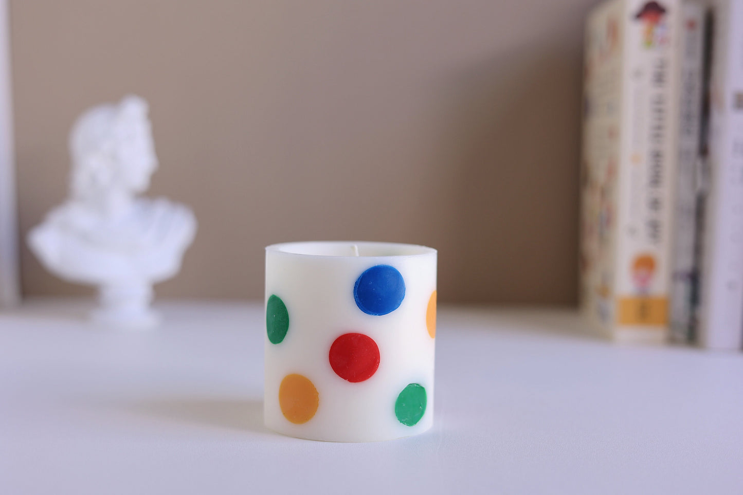 Cute Polka Dot Pattern Candle, Modern Chic Pillar Candle, Art Decor, Desk Decor
